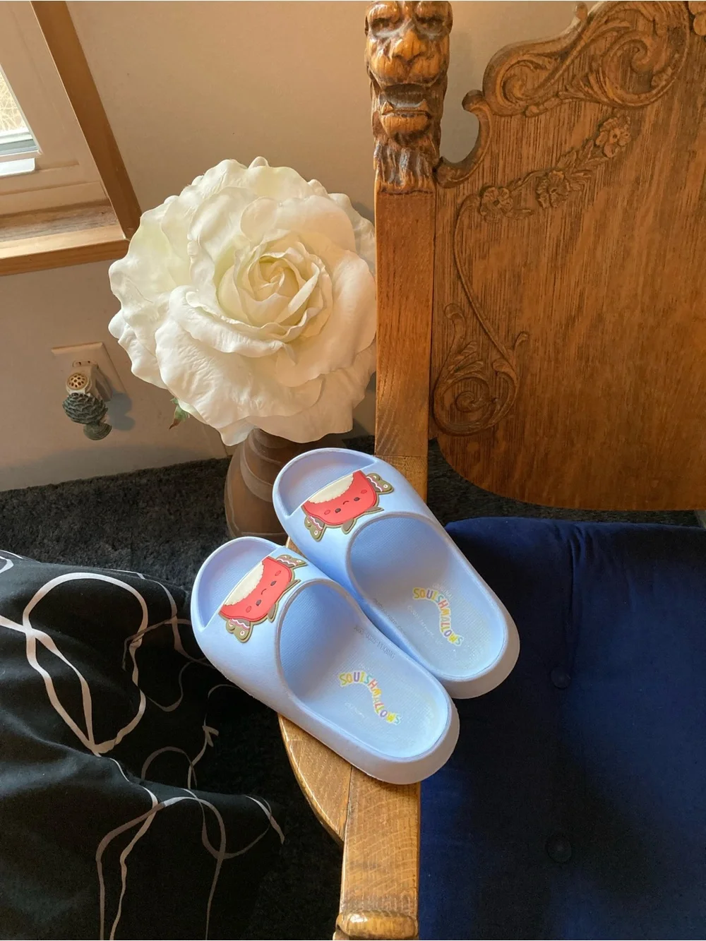 Squishmallows Light Blue Kids Slide Sandals with Butterfly Character